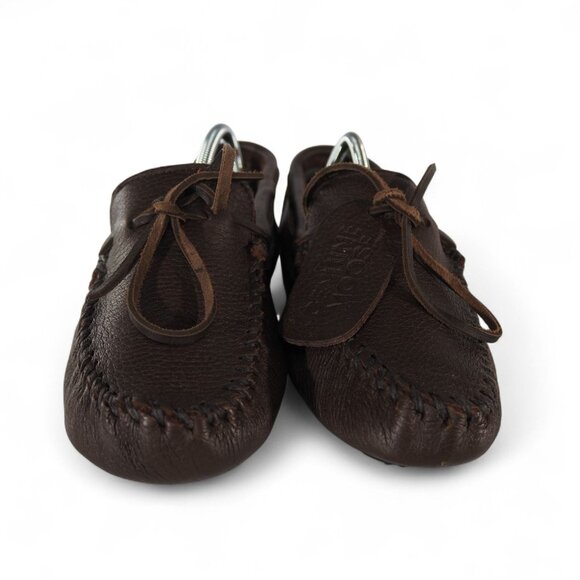 Minnetonka Moosehide Leather Driver Moc Loafers Men's 8 Chocolate Brown 952 - Picture 3 of 12